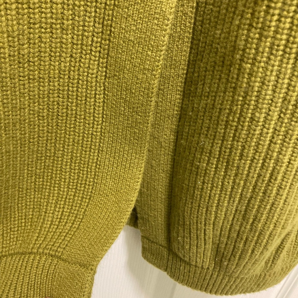 Silk Maison 100% Wool Career Office Chunky Avocado Green Fall Sweater Coat SZ S - Picture 4 of 16